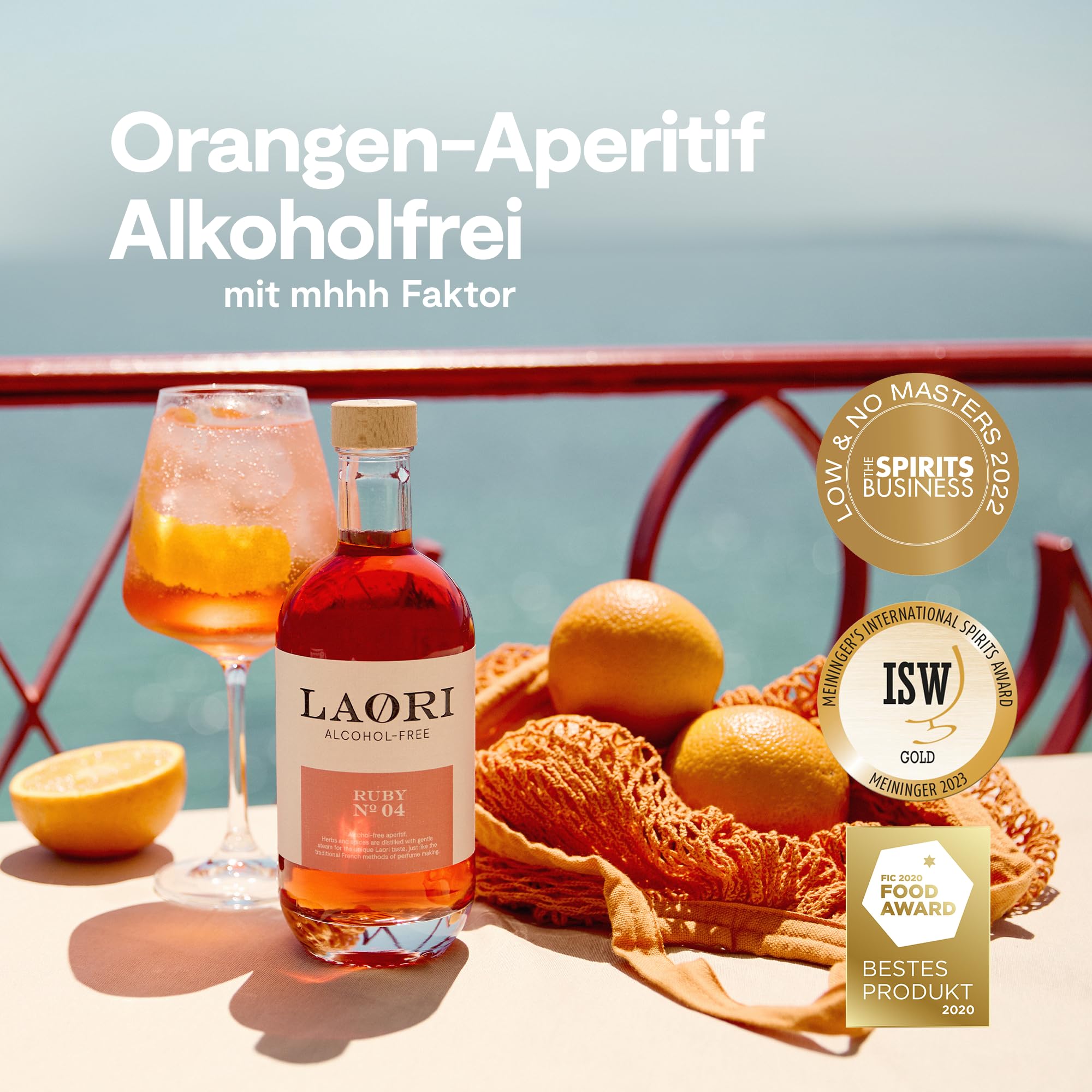 Laori Ruby No 04 Alkoholfreier Spritz 500 ml | Fruchtig-frischer Alkoholfreier Aperitif mit pinker Grapefruit & Orange | Perfekt für Italian Spritz & alkoholfreie Cocktails | Nur 65 Kalorien & vegan 2