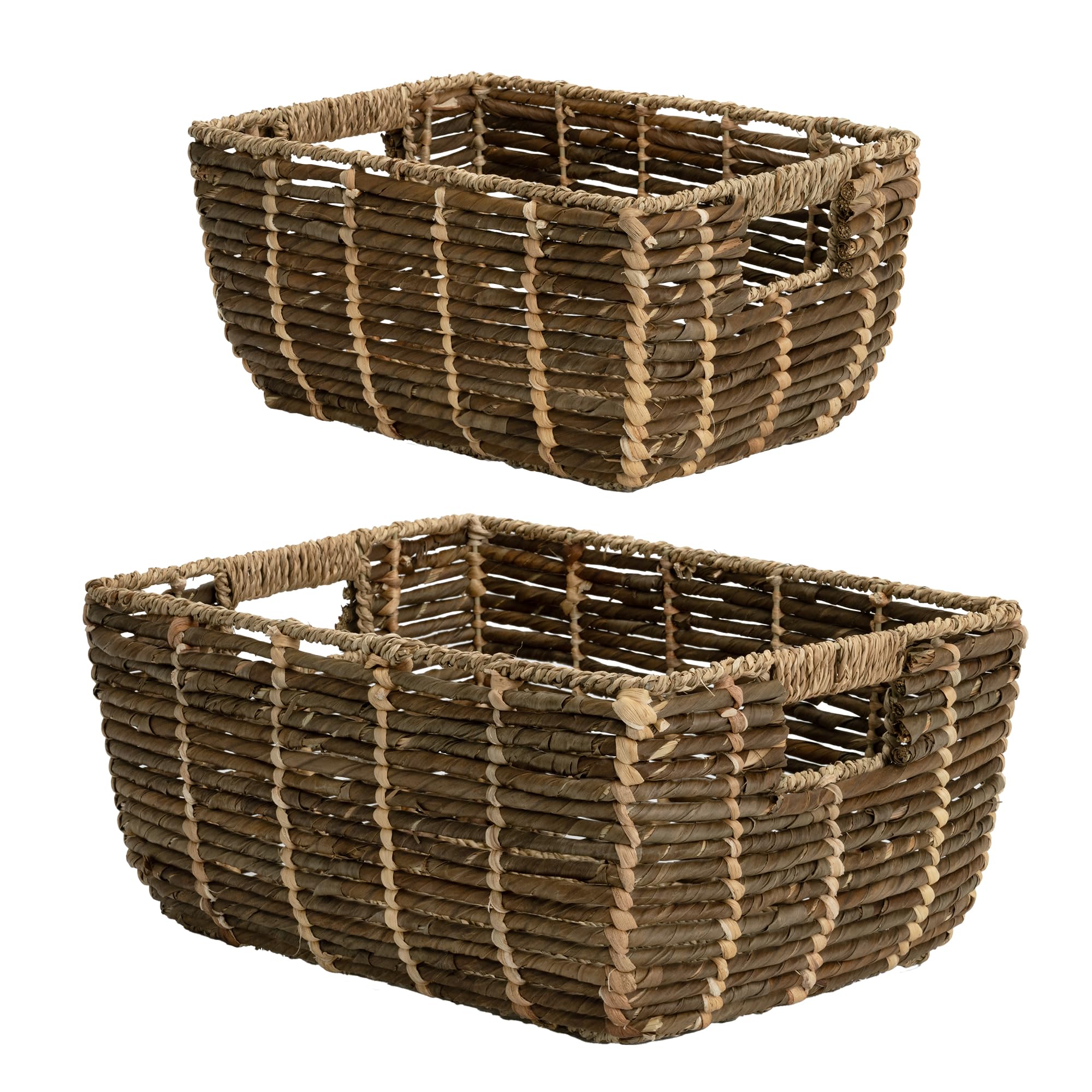 Photo 1 of StorageWorks Wicker Baskets for Organizing, Handwoven Storage Basket with Built-in Handles, Banana Leaf Organizer for Home Decor, Set of 2