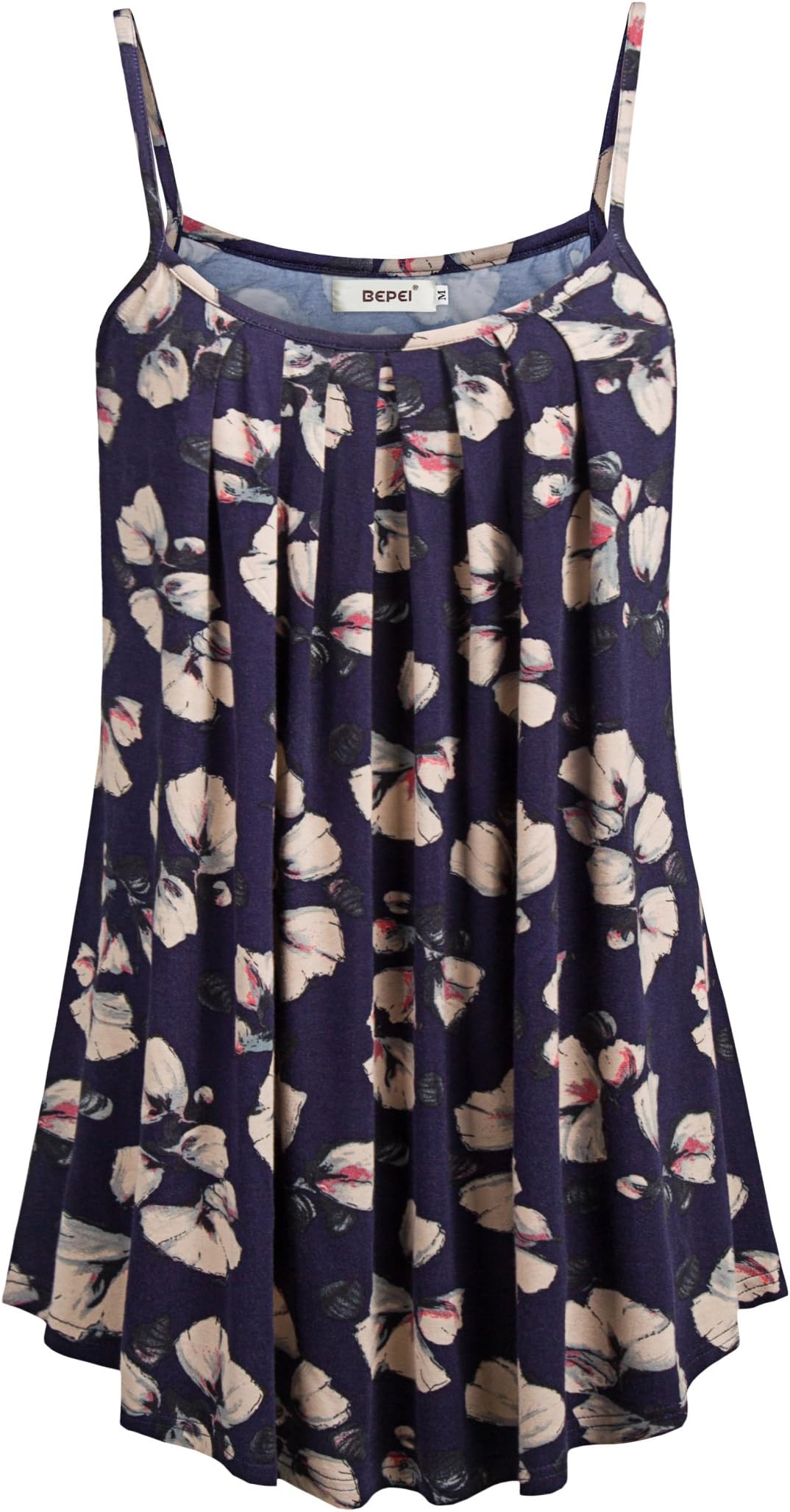 BEPEI Women Loose Casual Summer Pleated Flowy Sleeveless Camisole Tank Tops