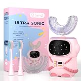 Bendi Sensory 360 Round U-Shaped Astronaut Design Mouthguard Electric Toothbrush for Kids Ages 2-7 - Automatic Memory Function - 5 Modes Toothbrush with Multiple Heads – Kids Travel Essentials (Pink)