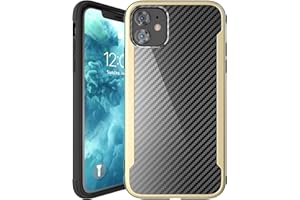 Nicexx Designed for iPhone 11 Case with Carbon Fiber Pattern, 12ft. Drop Tested, Wireless Charging Compatible - Gold