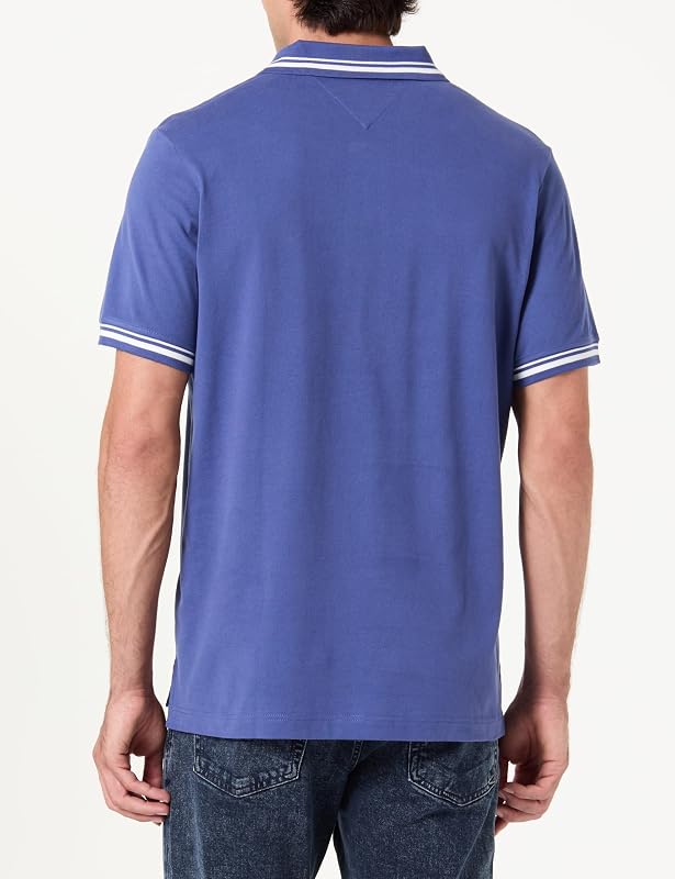 Herren Poloshirt Tipped Regular Fit, Violett (Blue Storm), L