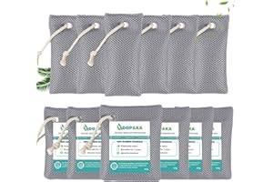 DOPAKA Activated Bamboo Charcoal Air Purifying Bags, Nature Fresh Air Purifier Bags,12 Pack Odor Eliminator, Activated Charcoal Odour Absorber for Room, Closet, Shoe, Car Air freshener (75g*6+200g*6)