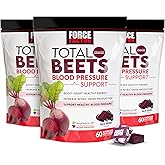 Force Factor Total Beets Blood Pressure Support Supplement with Beets Powder, Great-Tasting Chewables for Heart-Healthy Energy, and Increased Nitric Oxide, 180 Chews, 3-Pack