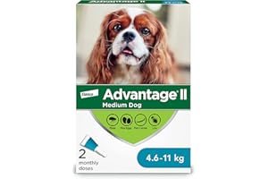 Advantage II Flea Treatment for Medium Dogs weighing 4.6 kg to 11 kg (10 lbs. to 24 lbs.)-2 doses