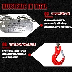 FITHOIST 5/16'' x 5 Ft Double Leg Chain Sling with