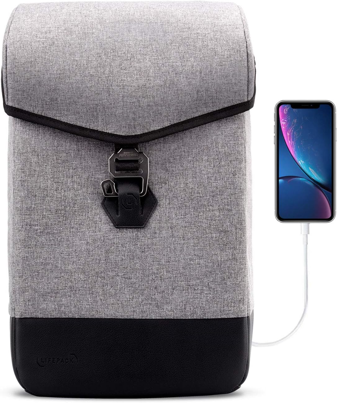 The Hustle - Anti Theft Travel & Business Laptop Backpack, Slim Durable Laptops Backpack with USB Charging Port, Water Resistant Vegan Leather Computer Bag for Women & Men Fits 15" Laptop