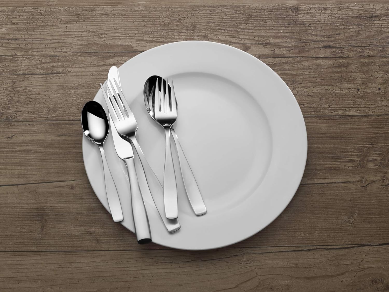 Mikasa Satin Loft 65-Piece 18/10 Stainless Steel Flatware Set with Serving Utensil Set, Service for 12: Kitchen & Dining