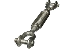 Indusco TB001IM12 Hot Dipped Drop Forged Galvanized Steel Jaw and Jaw Turnbuckle, 10000 lbs Working Load Limit, 1" Threaded Diameter x 6" Take Up, 20-5/8" Length