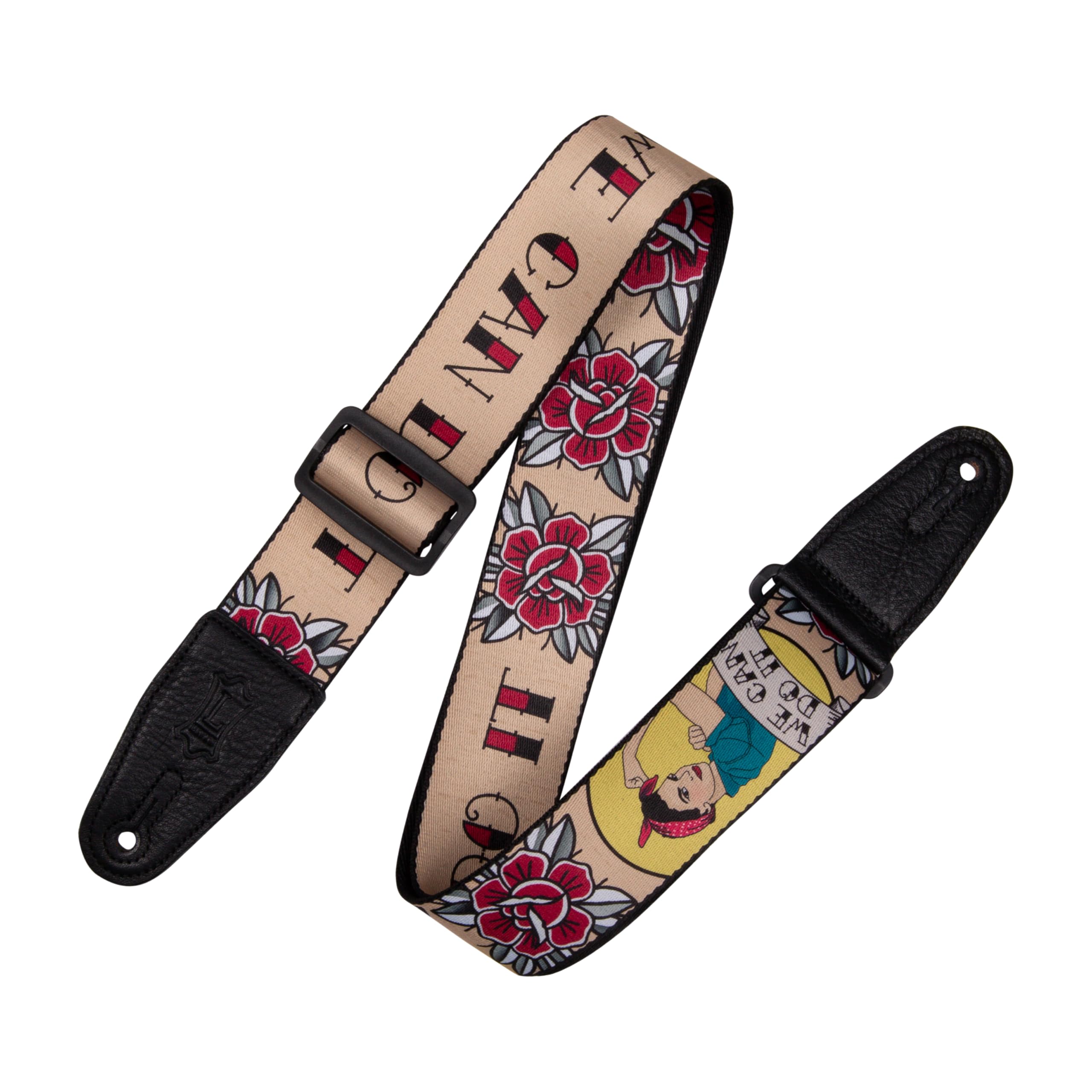 Levy's Leathers Unisex's Mpd2 2” Wide Polyester Guitar Strap with American Neo-Traditional Rosie The Riveter Motif, One Size