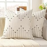 YCOLL Boho Spring Throw Pillow Covers 18x18 Set of 2 Neutral Woven Decorative Pillowcases Cotton Tufted Couch Pillows Modern Farmhouse Cushion Covers for Sofa Couch Bed Living Room Home Decor, Gray