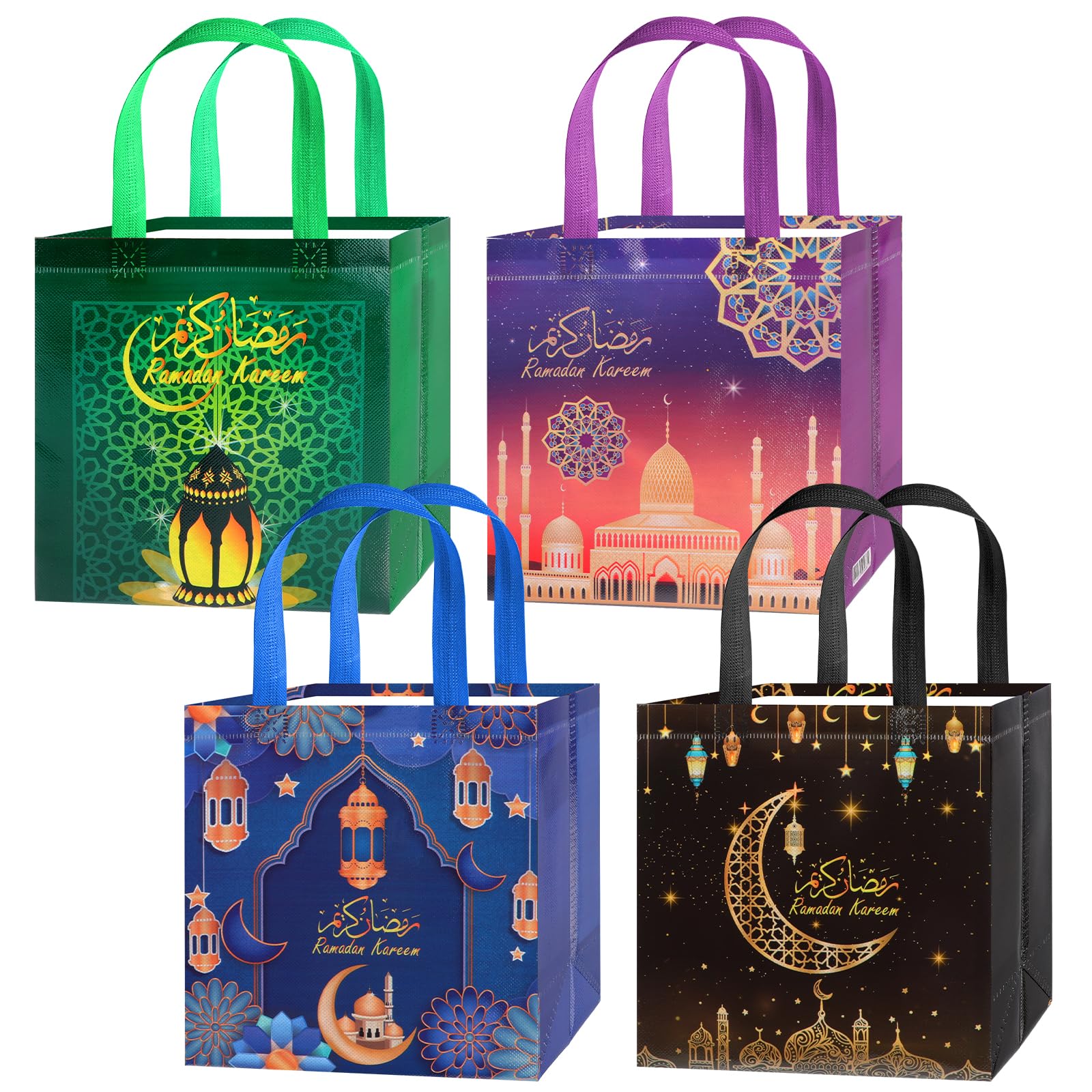 HOWAF Ramadan Mubarak Gift Bags with Handle Reusable Non Woven Ramadan Bags for Sweets Candy Treats Eid Ramadan Kareem Decorations