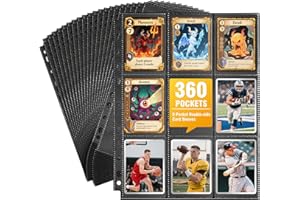 ZOFLY 20 Pack 360 Pockets Black Trading Card Sleeves Binder Sheets, Double Sided Thicken Game Card Sleeves for 3 Ring Binder, 9 Pocket Side Loading Page Protector for MTG, Yugioh, Game, Baseball Cards