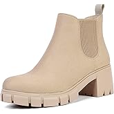 GOUPSKY Women Chelsea Boots Comfortable Lug Sole Slip On Ankle Booties