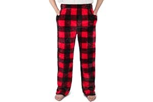 IHU Boys Plush Pajama Pants Sleep Fleece Pj Bottoms Christmas Kids Plaid Lounge Pants with Pockets