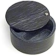 RSVP International Dual Compartment Box | Chic & Modern Herb Container | 10 Ounces Total | Swivel Top Protects Salts | Beautiful, Solid Marble, 5", Black