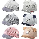 Zhanmai 6 Pieces Baseball Cap Adjustable Striped Bear Sunhat Baseball Hats Soft Cotton Hat Cute Lovely