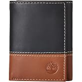 Timberland Men's Leather Trifold Wallet with ID Window | Leather trifold wallet, 4.25 x 3.5 in. closed with 6 card slots, 2 slip pockets, an ID window and a divided bill section.