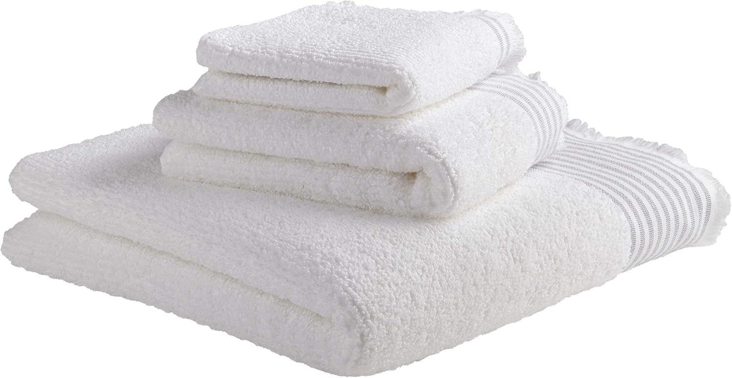  Brand – Stone & Beam Casual Sleek 100% Cotton Striped Bath Towel, Hand Towel, and Washcloth, Indigo: Home & Kitchen