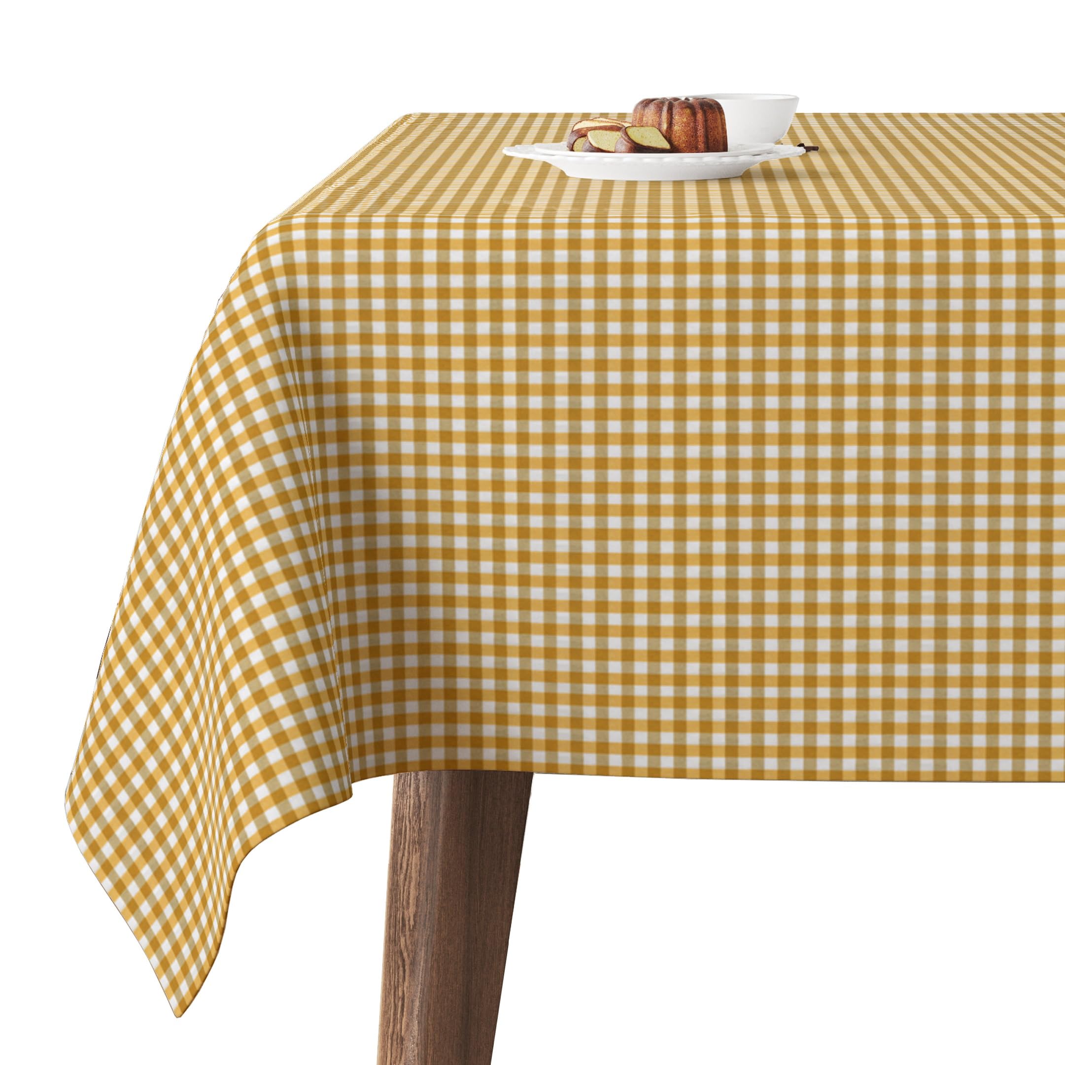 Martina Home TEFLONATED TABLECLOTH MADE Petit Vichy Gold 180X140 CM
