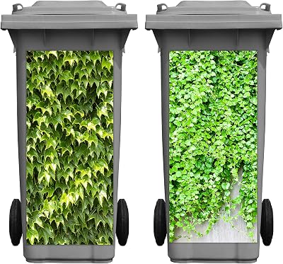 Tenare Ivy Leaves Wheelie Bin Sticker 2 Sheets PVC Decorative Wall Decal