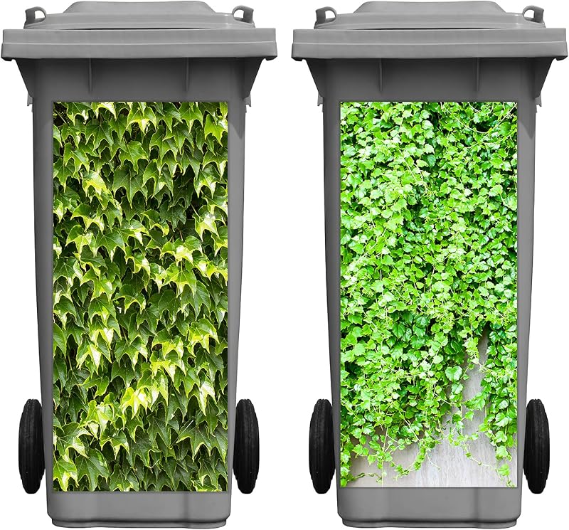 Tenare Ivy Leaves Wheelie Bin Sticker 2 Sheets PVC Decorative Wall Decal