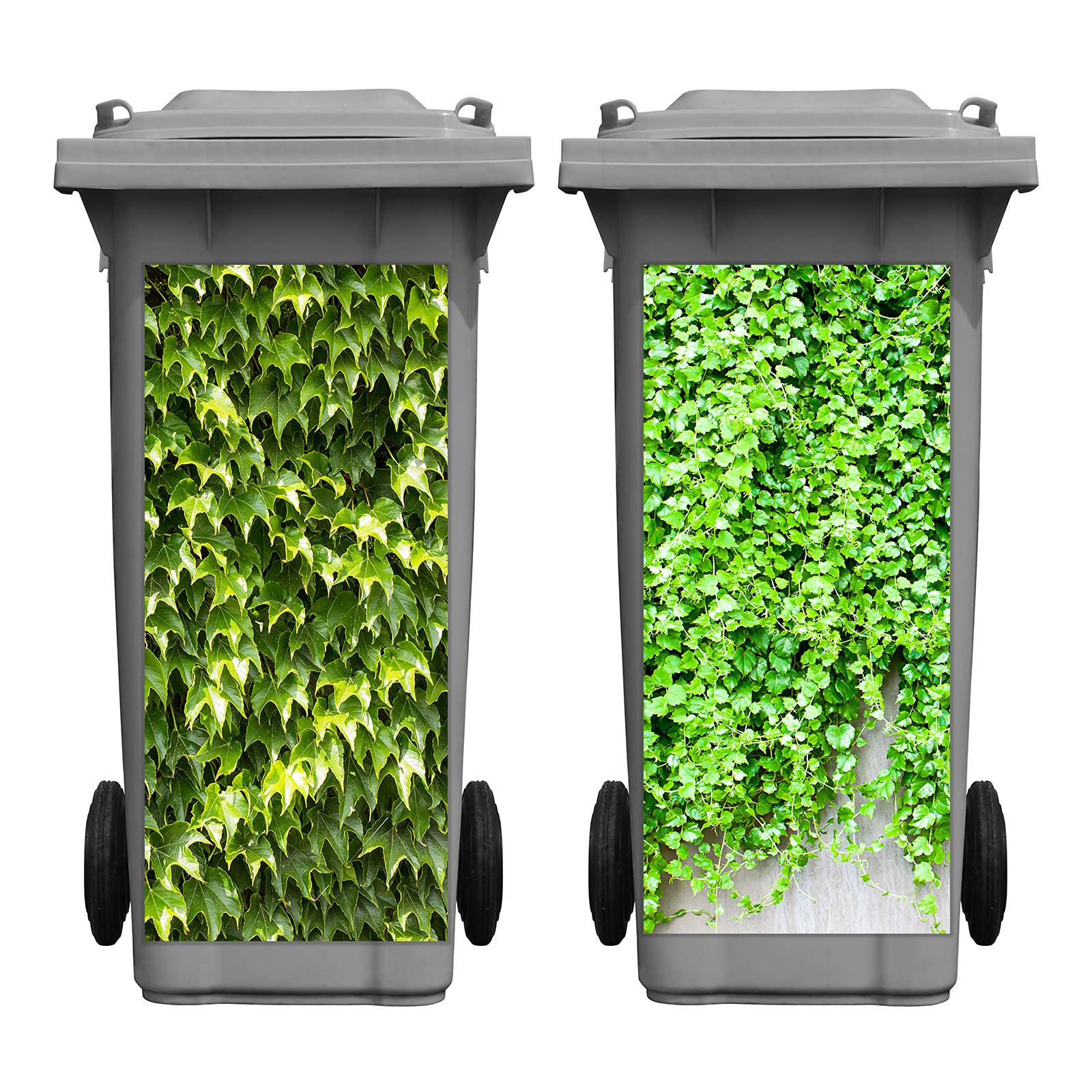 Tenare 2 Sheets Ivy Leaves Wheelie Bin Sticker Adhesive Ivy Leaf Dustbin Decorative Wall Stickers Large Green Leaves Decal for Fridge Bins Wall, Indoor Outdoor Decor,15 x 32.28 Inch