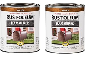 Rust-Oleum 239074-2PK Stops Rust Hammered Finish Paint, Quart, Copper, (Pack of 2)