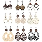Thunaraz Clip on Dangle Earrings for Women - Bohemian Trendy Clip on Earrings Lightweight Comfortable Earrings Hypoallergenic Drop Clip ons for Non-pierced Ears Women