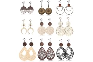 Thunaraz Clip on Dangle Earrings for Women - Bohemian Trendy Clip on Earrings Lightweight Comfortable Earrings Hypoallergenic Drop Clip ons for Non-pierced Ears Women
