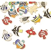 Craftdady 18pcs Fish Earring Charms Golden Fish Necklace Pendants Ocean Theme Alloy Enamel Metal Dangle Pendants Lovely Hang Ornament 18.5-23.5 mm for DIY Craft Bracelet Jewelry Making