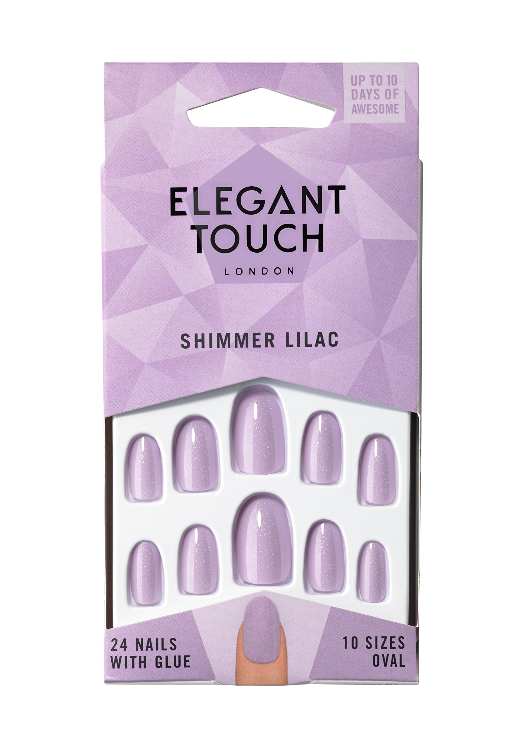 Elegant Touch Colour False Nails - Shimmer Lilac, purple