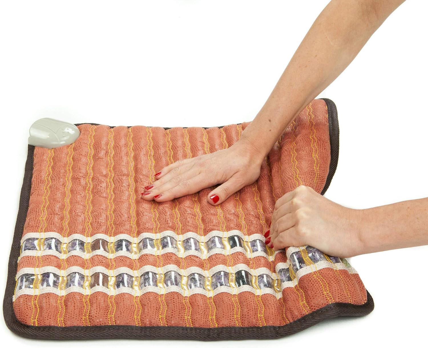 HealthyLine Far Infrared Small Heating Pad - Soft Mat Filled with Amethyst, Tourmaline and Obsidian Crystals - Negative Ion Therapy, EMF Blocking, Pain Relief - TAO Inframat Pro: Health & Personal Care