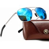 SUNGAIT Real Glass Lens Sunglasses Military Style Pilot Aviator HD Shades with Upgraded Spring Hinge Bayonet Temples