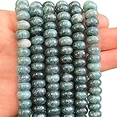 Songxi 5x8mm Natural Blue Colored Jade Stone Rondelle Beads, 75PCS Spacer Round Loose Abacus Beads for Jewelry Making, Gemstone for Bracelet Necklace Earrings, Arts and Crafts