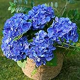 IPLNTS 5 Pcs Faux Silk 18.5" Purple Hydrangea Artificial Flowers, Fake Flowers with Stems, for Wedding Christmas Bouquet Home Decor Party Centerpieces