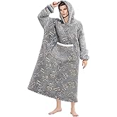Wearable Blanket Gift for Women & Men Sherpa Flannel Blanket Hoodie Long Warm and Cozy Blanket with Giant Pocket,Glow in the Dark Game Controller