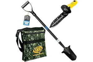 CKG Carbon Metal Detecting Set - Spade Shovel, Hand Shovel Digging Tool, Pouch Bag – Lightweight and Durable Shovels for Digging Treasure Hunting,Set