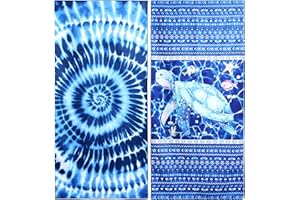 PY SUPER MODE 2 Pack Microfiber Beach Towel, Blue and Blue Oversized Pool Towel 75”x 35”, Sand-Free Quick Drying Camping Super Absorbent Bath Blanket, Soft Breathable and Lightweight