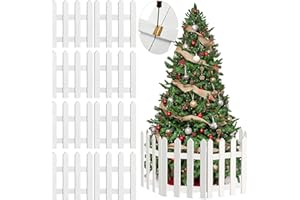 ANVAVO 8 Pack Thick Christmas Tree Fence White Wooden Picket Fence Tree Fence Decorations for Kids Pet Dogs Xmas Wedding Party Decorations Miniature Home Garden Border Lawn Edge Fence, 15.7 x 12 Inch