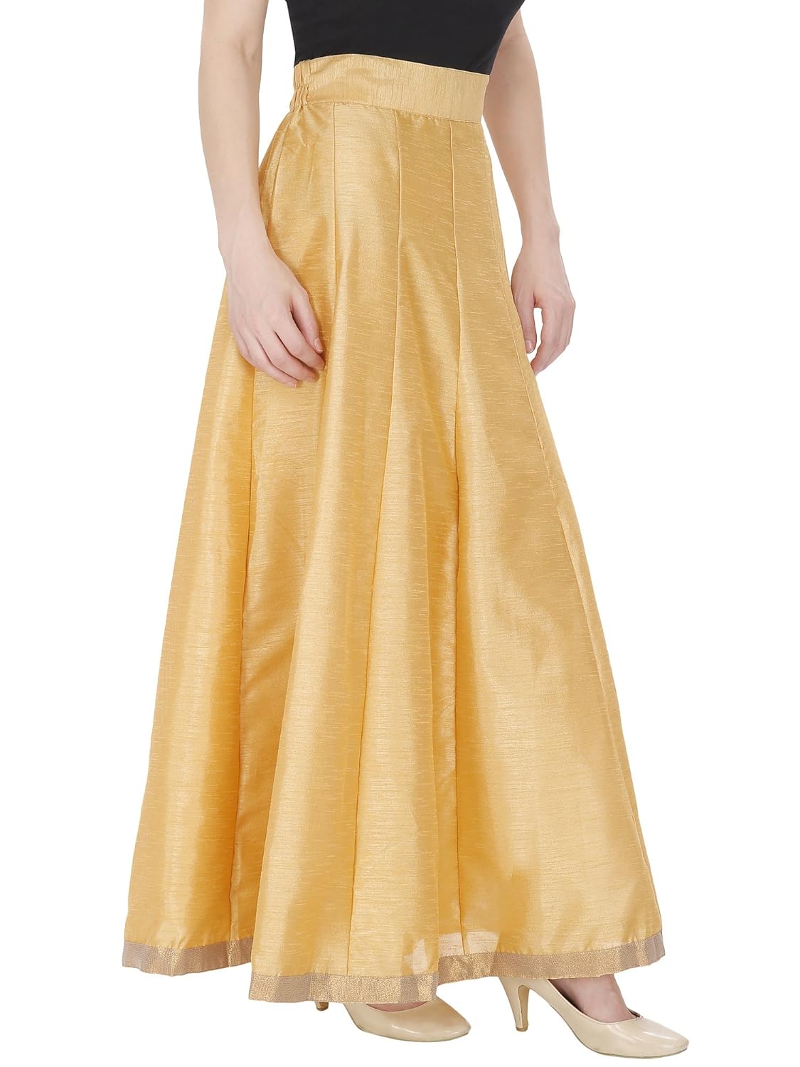 damen mode women golden solid silk skirt - free size