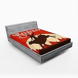 Ambesonne Vintage Fitted Sheet Set, Rodeo Cowboy