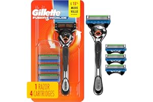 Gillette Fusion5 ProGlide Shaving Razor for Men, Razor Handle, 4 Razor Blade Refills, FlexBall Razor Handle and Precision Trimmer for Men