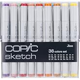 Copic Sketch, Alcohol Markers, 36 Colors Dual Tip Art Markers for Adults, Blendable Markers for Coloring, Drawing &amp; Illustration &ndash; Professional Quality Set