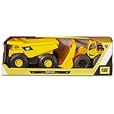 CAT Construction Toys, Tough Rigs 15" Dump Truck & Loader Set Toys 2 Pack Ages 2+, Kid Powered CATerpillar Vehicle Set, Indoo