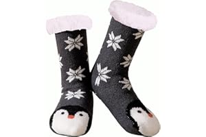 YEEKAORA Girls Slipper Socks Non Slip Grips, Cute Animal Kids Warm Thick Thermal Fluffy Plush Winter Kids Home Sleep Socks