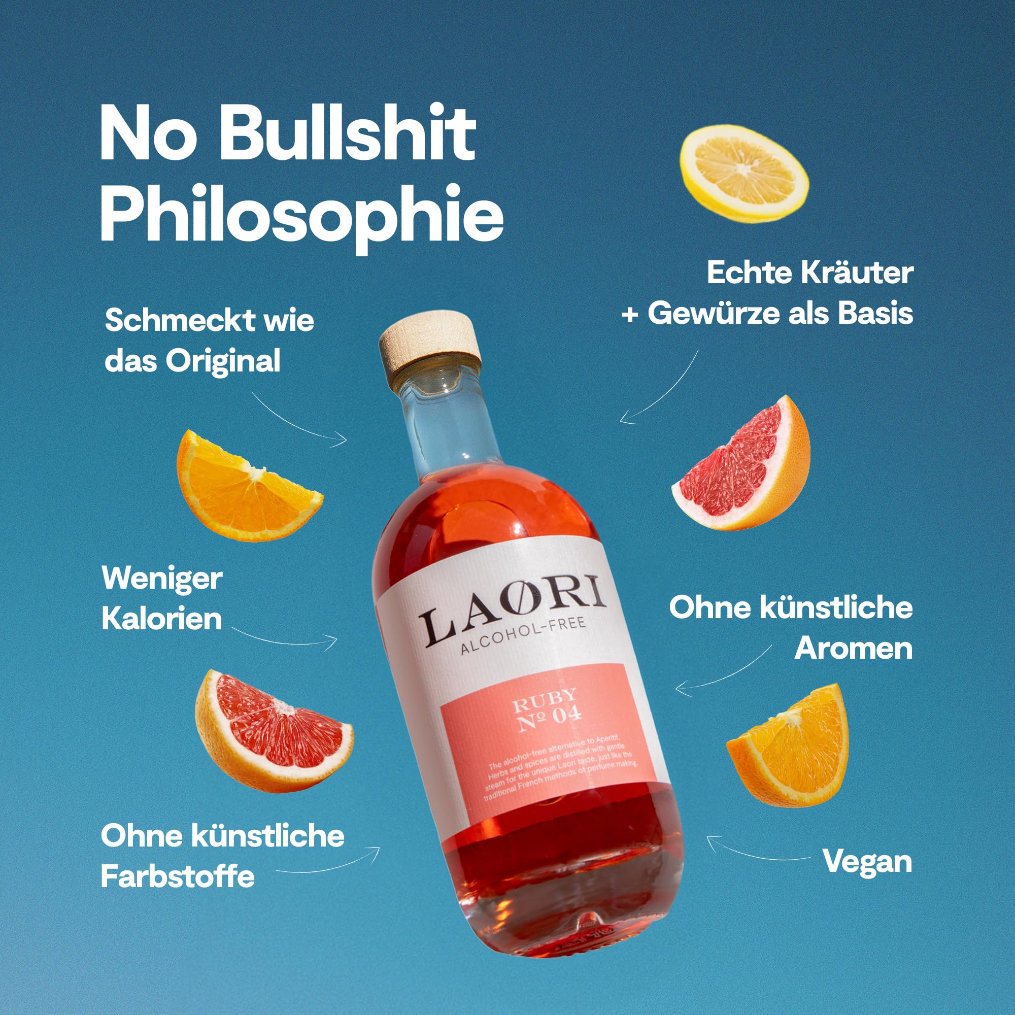 Laori Ruby No 04 Alkoholfreier Spritz 500 ml | Fruchtig-frischer Alkoholfreier Aperitif mit pinker Grapefruit & Orange | Perfekt für Italian Spritz & alkoholfreie Cocktails | Nur 65 Kalorien & vegan 6