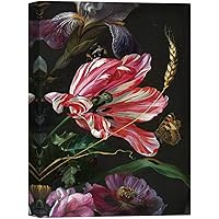 SIGNWIN Canvas Wall Art Red and White Stripe Parrot Tulip Floral Flower Oil Painting Impressionism Romantics Closeup Colorful for Living Room, Bedroom, Office - 12x18 inches