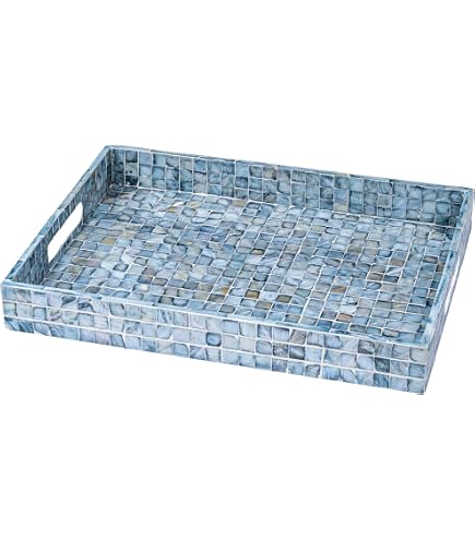 Bandeja De Servir Azul Con Asas - 15.75x10.25 Pulgadas, Plástico, Para Mesa De Café
