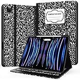 Zonefoker Case for New iPad Pro 12.9 inch 6th/5th/4th/3rd generation 2022/2021/2020/2018, 12.9 ipad Pro Leather Protective Cover 6/5/4/3 Gen with Pencil Holder, Auto Wake/Sleep, Composition Book Black